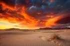 Sandy desert at sunset or sunrise. (AI Generated) Art Print